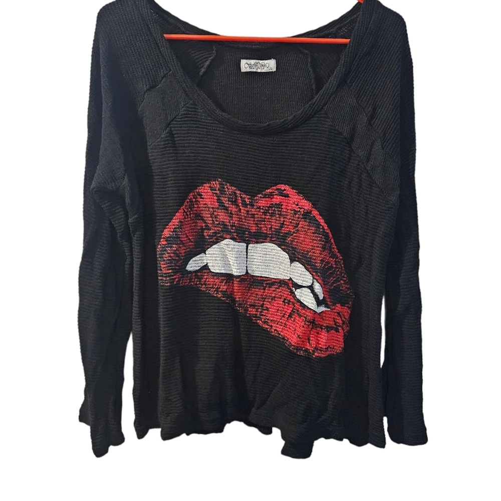 Lauren Moshi "Waffle Knit" Biting Lips top - Picture 3 of 11